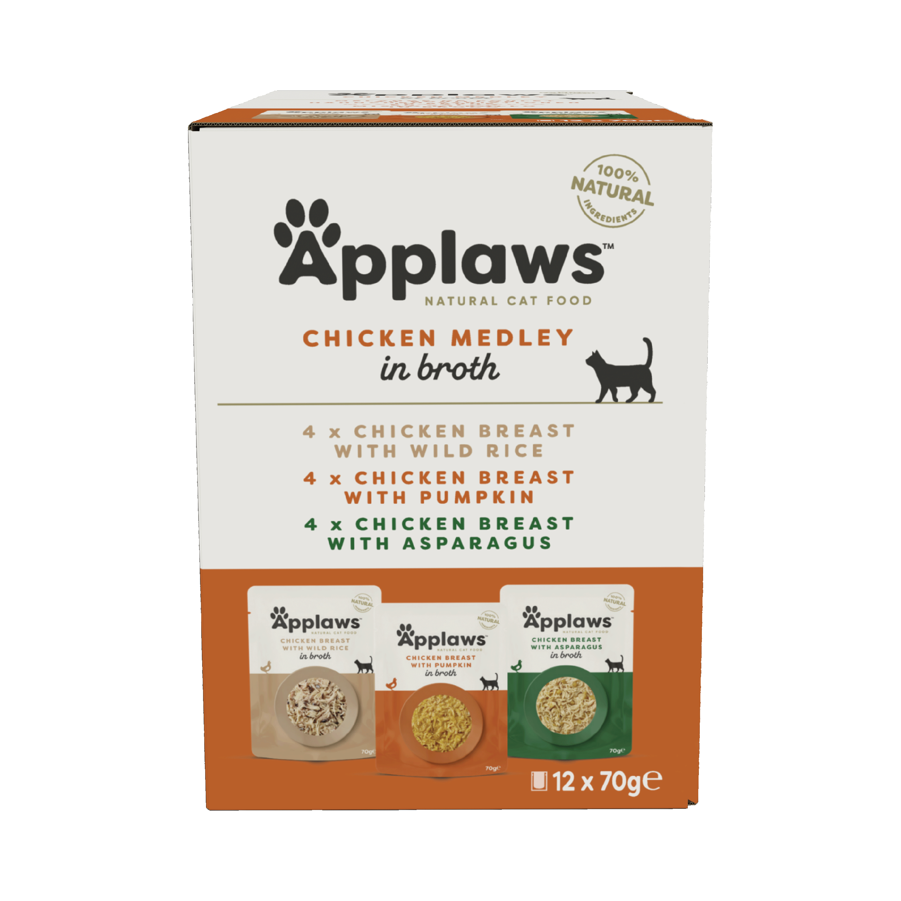 Applaws Chicken Selection, plicuri cu pui în supă, 12 × 70 g