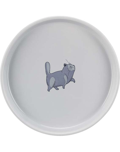 Trixie, castron plat din ceramică, 0,6 L, 23 cm, gri
