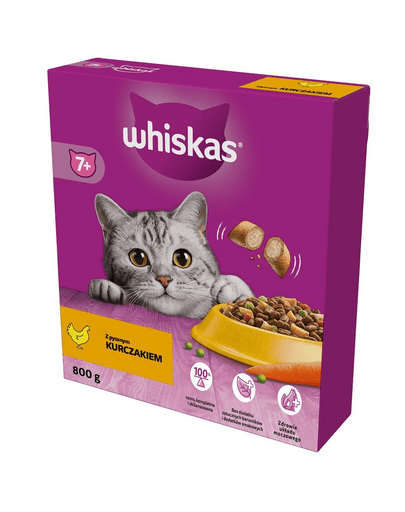 Whiskas Senior 7+, cu pui, hrană uscată 800 g