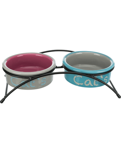 Trixie Eat on Feet, set de 2 boluri ceramice pe suport, 0,3 L