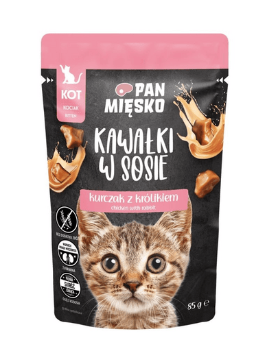 Pan Mięsko Kitten, bucăți în sos cu pui și iepure, plic 85 g