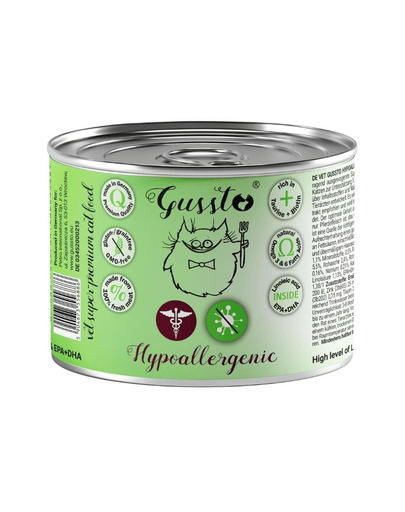 Gussto Vet Hypoallergenic, hrană umedă dietetică, 200 g