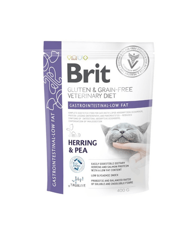 Brit Veterinary Diets Cat Gastrointestinal Low Fat, hrană uscată dietetică