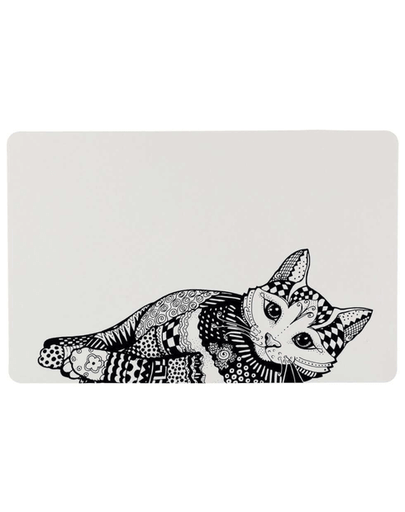 Trixie Zentangle, covoraș pentru boluri, 44 × 28 cm, alb și negru