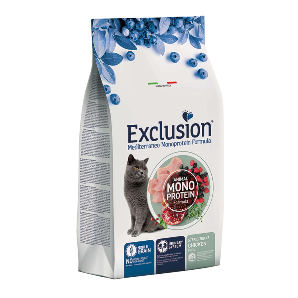 Exclusion Mediterraneo Monoprotein Sterilised +7, pui, 1,5 kg