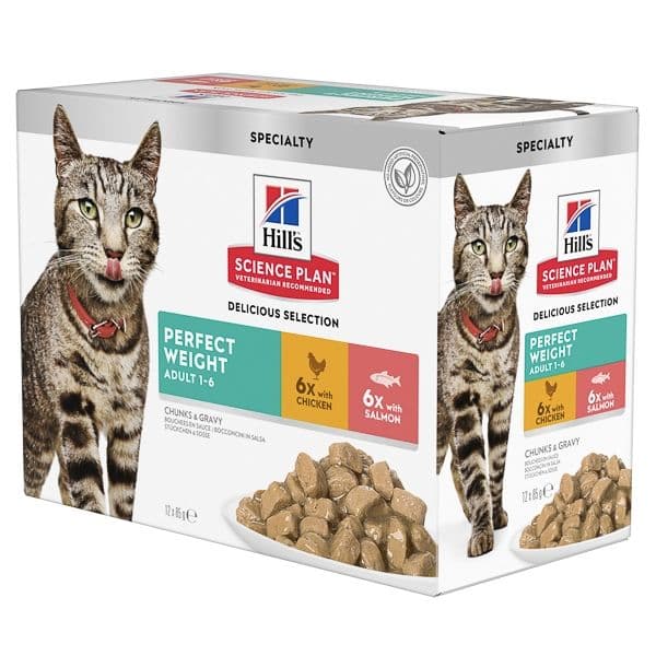 Hill's Science Plan Adult Perfect Weight, pui și somon, plicuri 12 × 85 g