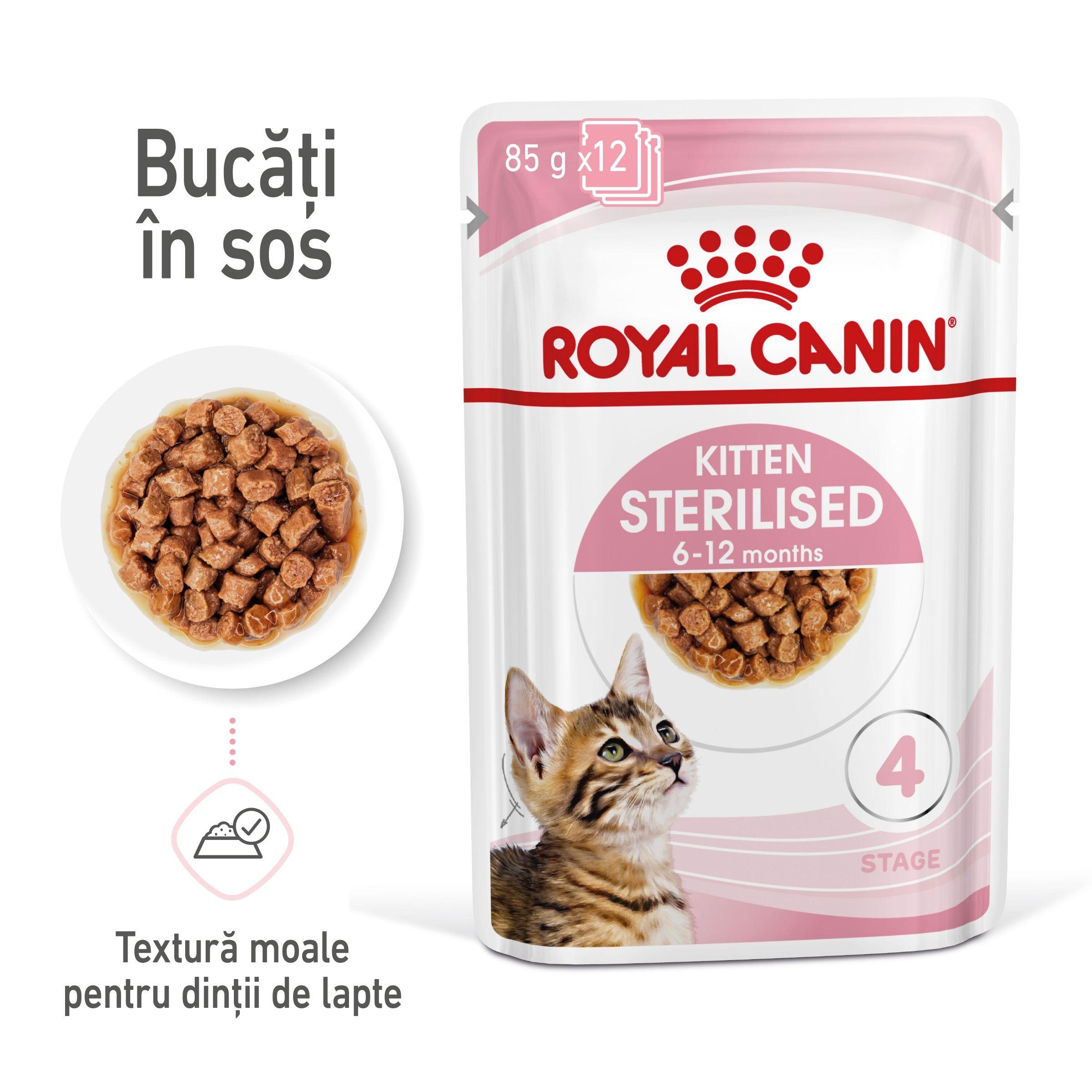 Royal Canin Kitten Sterilised, plicuri 85 g