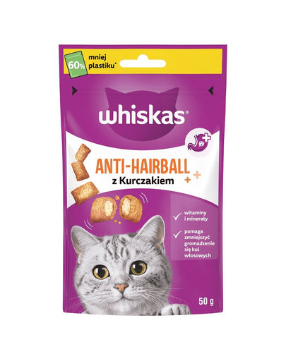 Whiskas Anti-Hairball, recompense anti-ghemotoc cu pui
