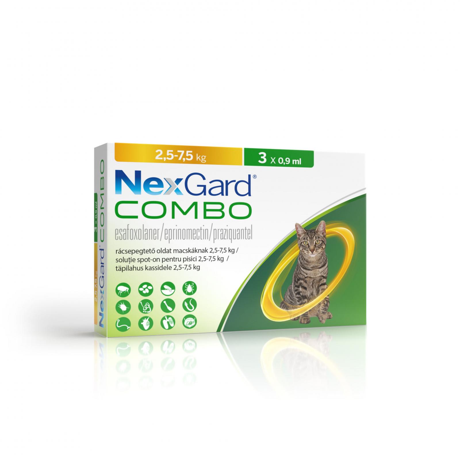 NexGard Combo, pipete antiparazitare pentru pisici, 3 buc.
