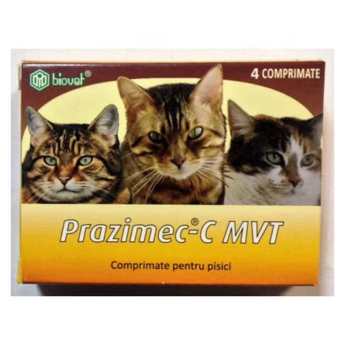 Prazimec C antiparazitar intern pentru pisici, 4 comprimate