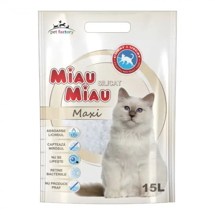 Miau Miau Silicat Maxi, nisip silicat, 15 L
