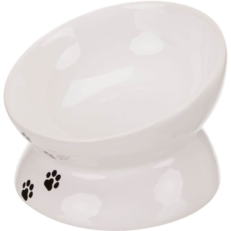Trixie castron ceramic ridicat, alb cu lăbuțe, 0,15 L, 13 cm