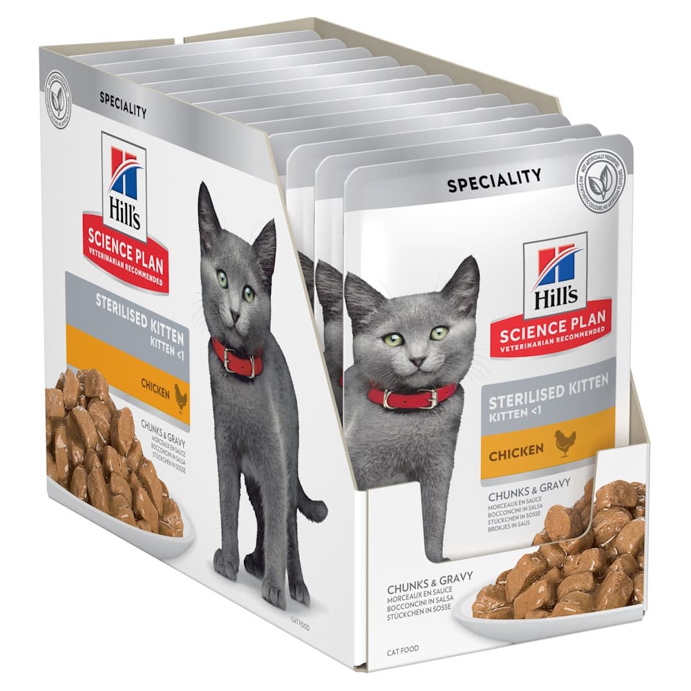 Hill's Science Plan Kitten Sterilised, cu pui, plicuri 12 × 85 g